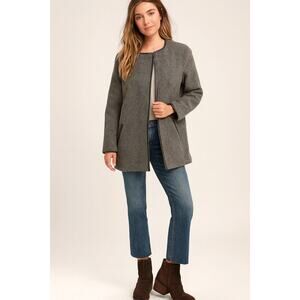 BEYOND THREADS Reversible Alpaca Blend Jacket Coat Brown Tweed & Gray Sz Small